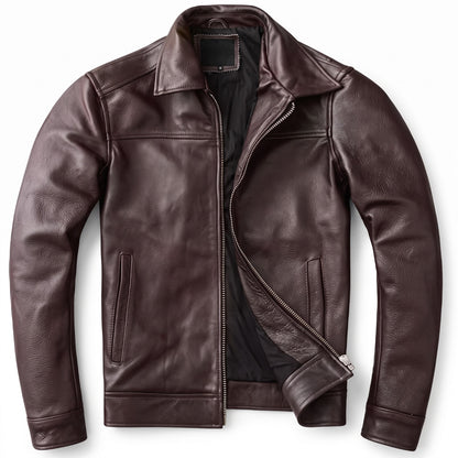 Men's Classic Collared Leather Jacket