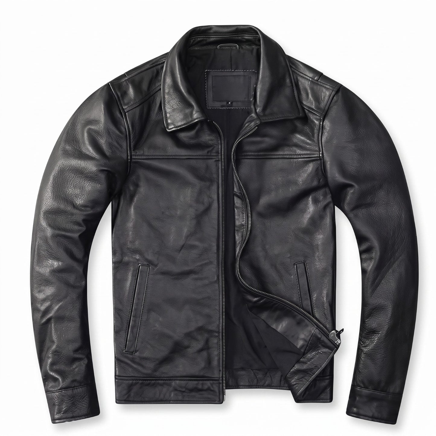 Men's Classic Collared Leather Jacket