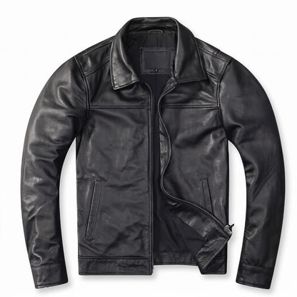 Men's Classic Collared Leather Jacket