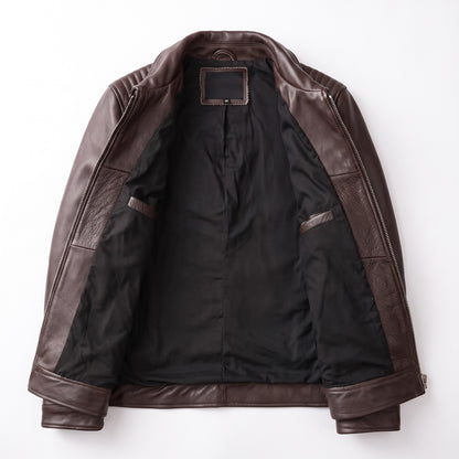 Men's Classic Collared Leather Jacket